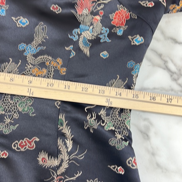 Yi Fang Dress Womens 36 Black Dragon Phoenix Chinese Traditional Short Sleeve - Picture 10 of 12